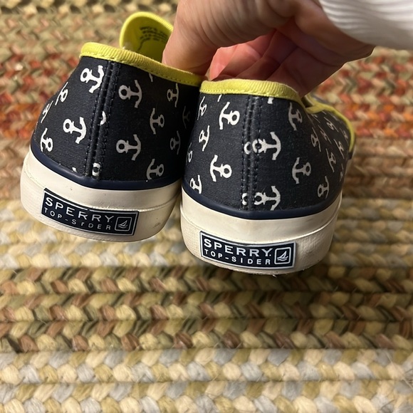 Sperry Topsiders Navy/ Yellow Sea Coast Anchor canvas sneakers women’s s… - Picture 5 of 9